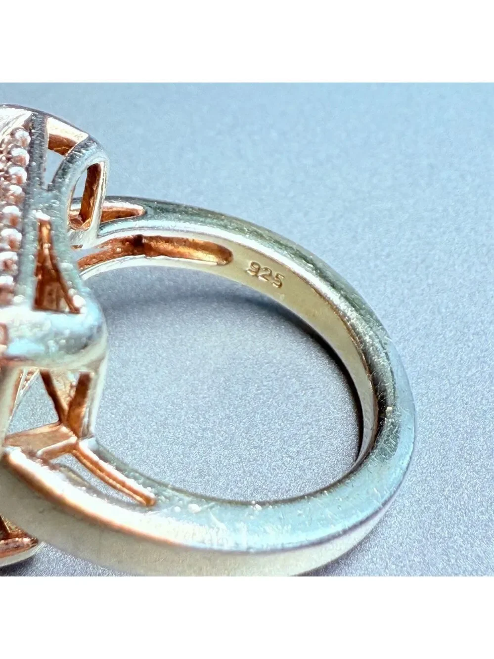 Pave 1.7 TCW Diamond Square Sterling Silver Gold Vermeil Cocktail Ring Heng Ngai